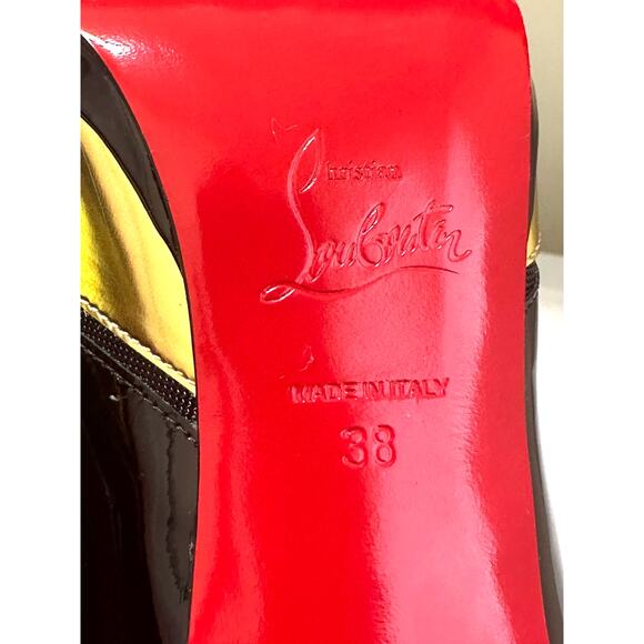 Christian Louboutin Astrogirl Patent Colorblock Heels Black Pink Gold 38 - Picture 9 of 15